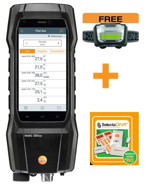 testo 300+ Flue Gas Analyser Handset only - (O2, CO Sensor up to 8,000 ppm) 0633 3004 95