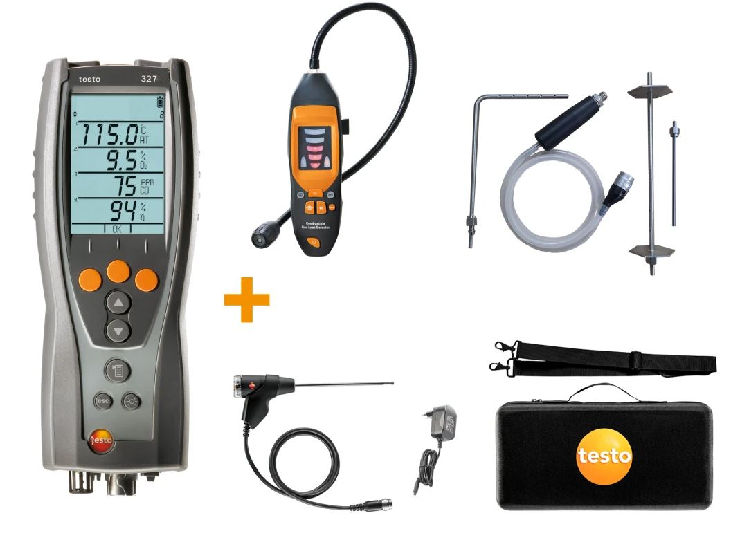 testo 327 - Flue Gas Analyser (standard kit + testo gas leak detector + CPA1 kit)