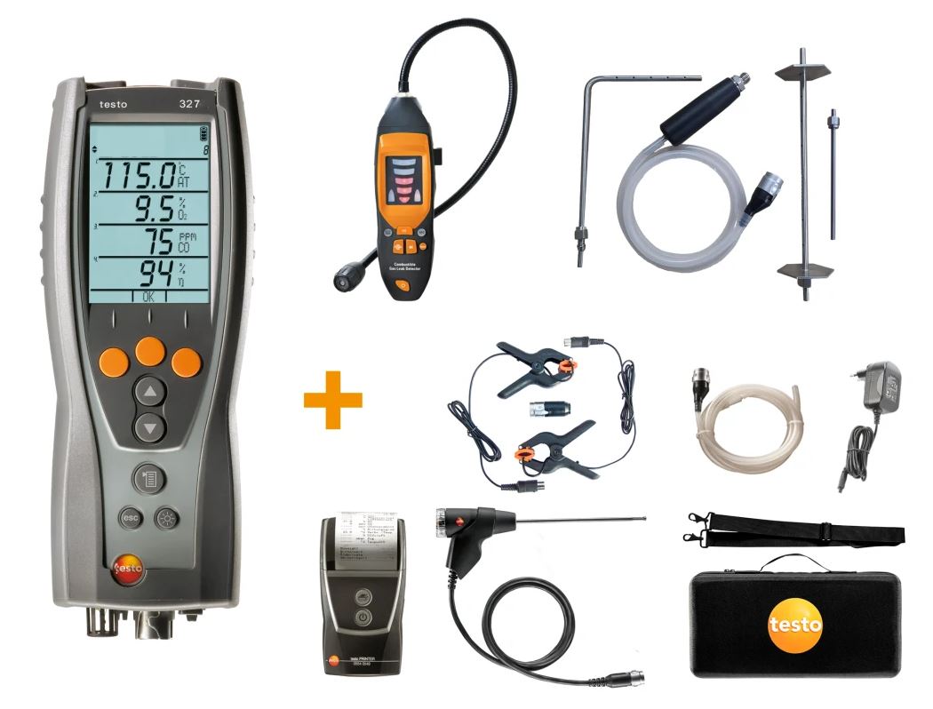 testo 327 - Flue Gas Analyser (advanced kit + gas leak detector + CPA1 kit)