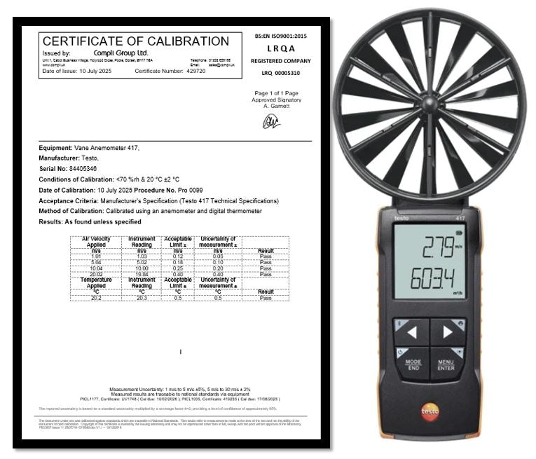 testo 417 Anemometer - Service and Calibration with Delivery & Return
